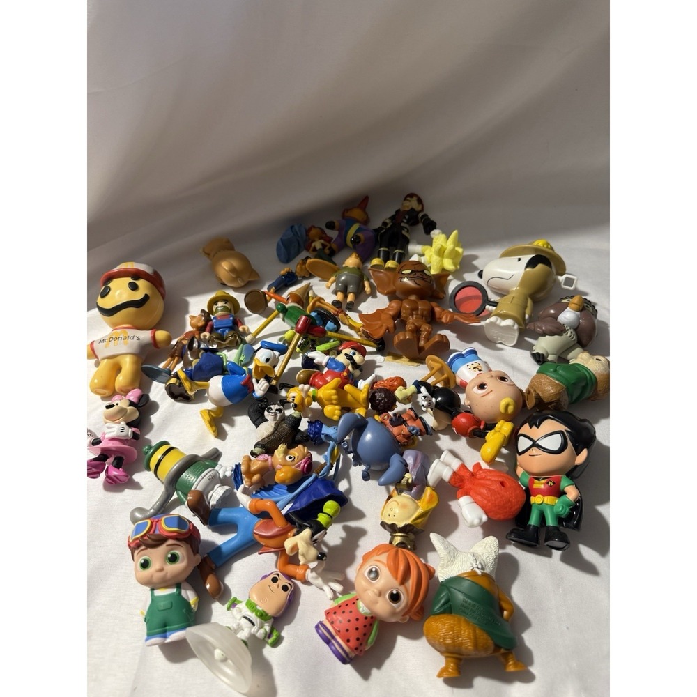 Lot of 40 Mixed Toy Figures Disney Mario McDonald's Pixar Snoopy & More